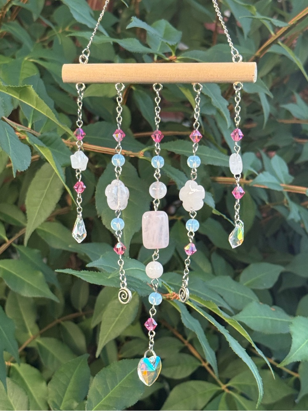 Hanging Rose Quartz Suncatcher